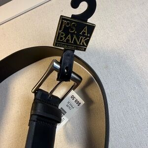 Jos. A. Bank Black Leather Belt with Gunmetal Buckle 36